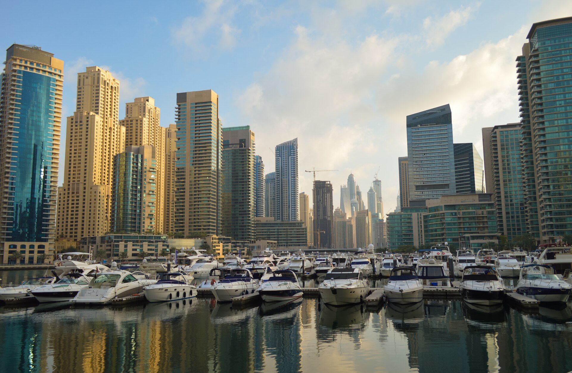 Dubai marina waterfront night