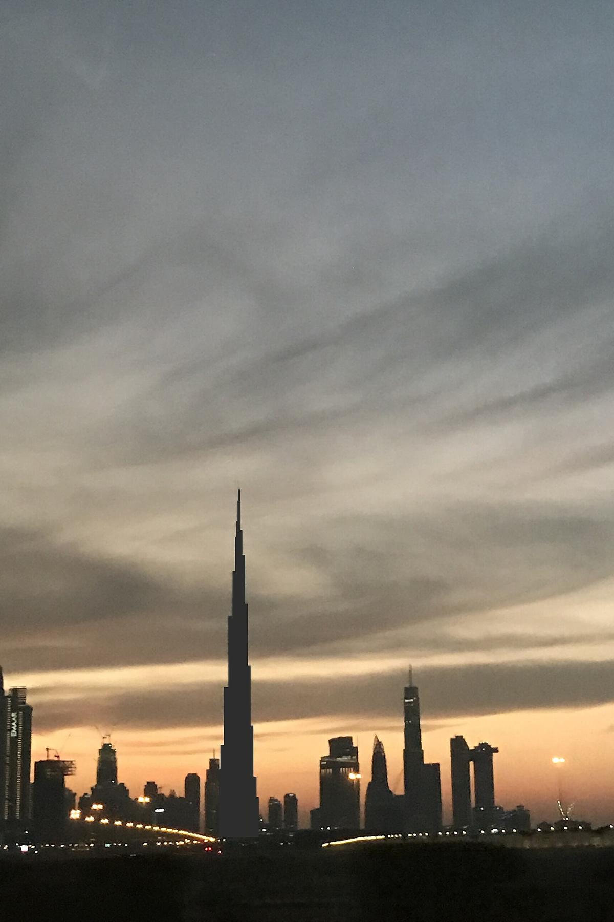 Dubai skyline desert